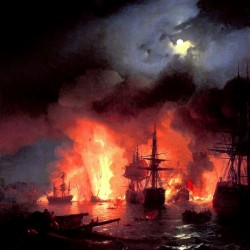 Battle of Cesme at Night